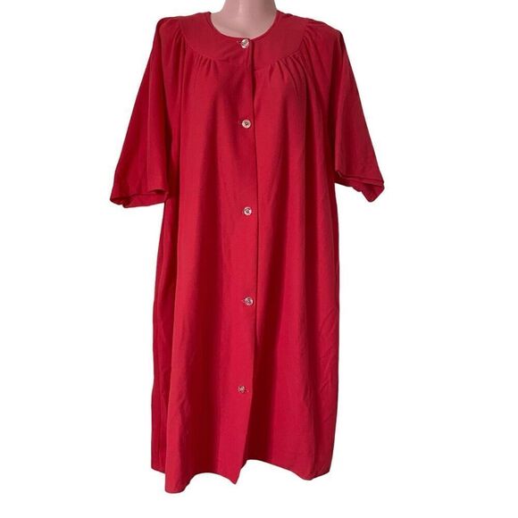 Vintage Robe Womens Size 48 Pink Pocket Fleece Housecoat Raglan Sleeves - Picture 1 of 5